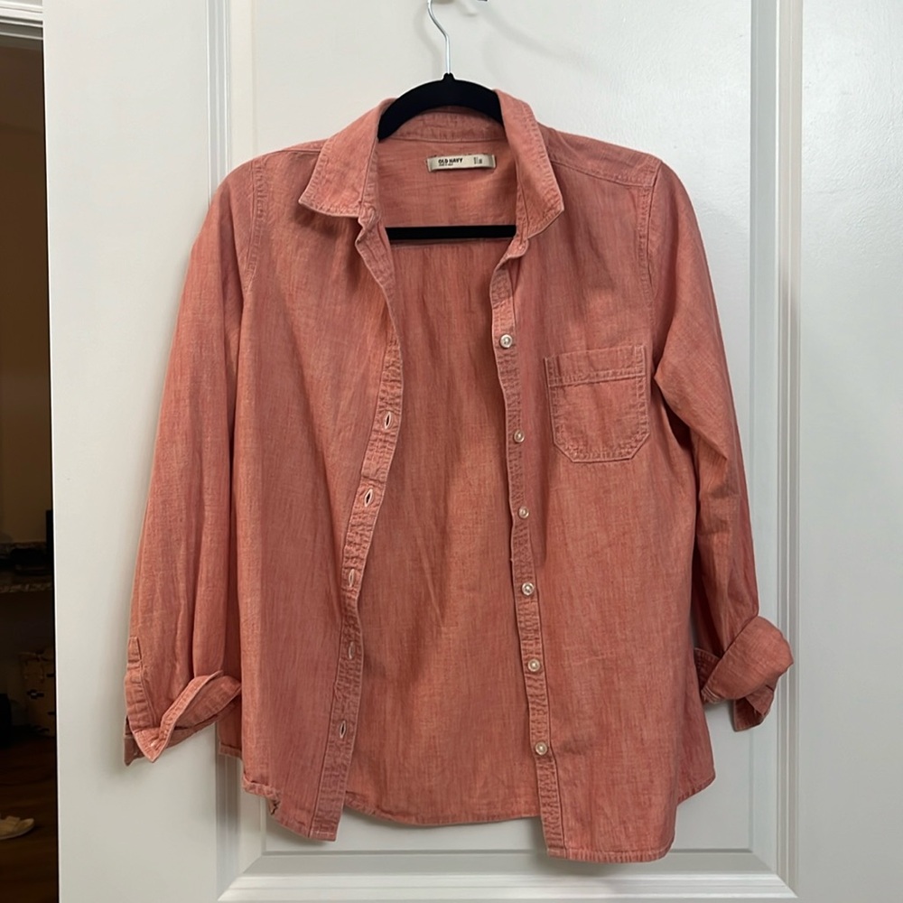 Pink Chambray Button-Up
